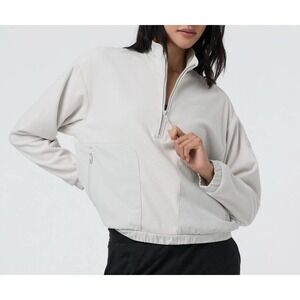 Vuori Aspen Half Zip Fleece Pullover Deer Valley Salt White/Gray Womens XS VW599
